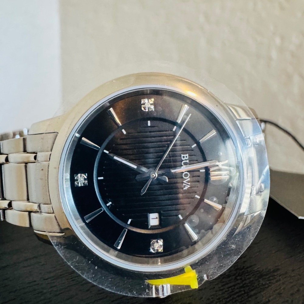 Bulova Women's Classic Stainless Steel Black Diamond Accent Women's Watch, NWT - Picture 7 of 17